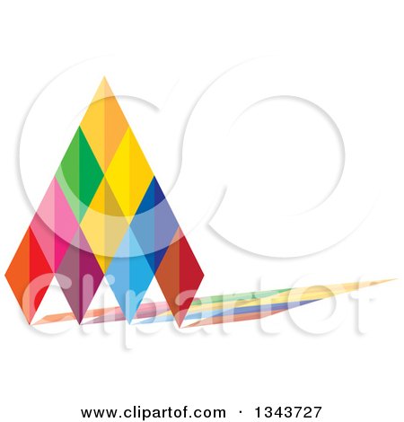 Clipart of a Colorful Geometric Tree and Shadow - Royalty Free Vector Illustration by ColorMagic
