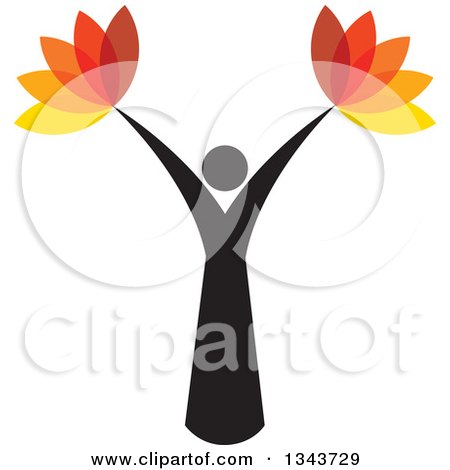 Clipart of a Woman Forming the Trunk of a Tree with Autumn Leaves - Royalty Free Vector Illustration by ColorMagic
