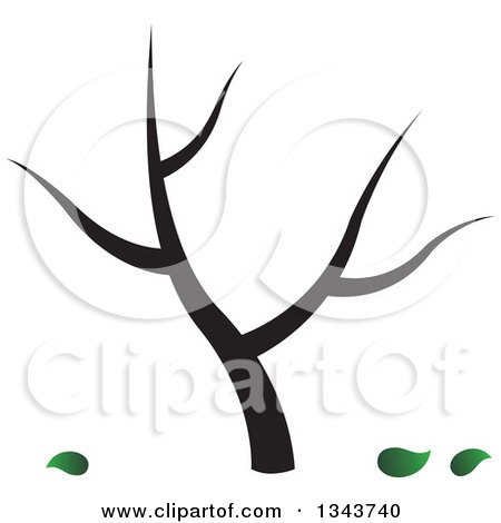 Clipart of a Tree with Fallen Green Leaves - Royalty Free Vector Illustration by ColorMagic