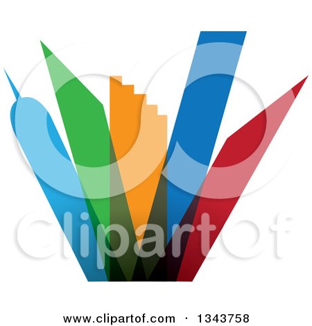 Clipart of a Colorful City with Tall Skyscraper Buildings - Royalty Free Vector Illustration by ColorMagic