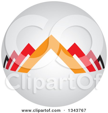 Clipart of a Round Shaded App Icon Button Design Element of Pyramids or Roof Tops - Royalty Free Vector Illustration by ColorMagic
