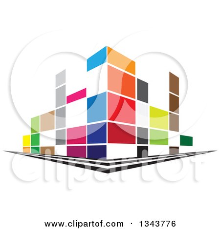 Clipart of a Colorful Street Corner City Building - Royalty Free Vector Illustration by ColorMagic