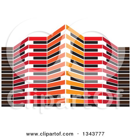 Clipart of a Red Orange Black and White City Building - Royalty Free Vector Illustration by ColorMagic