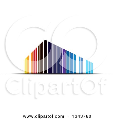 Clipart of a Colorful Striped City Building - Royalty Free Vector Illustration by ColorMagic