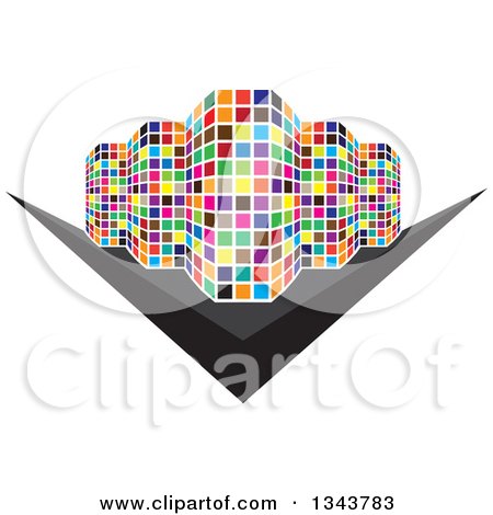 Clipart of a Colorful Street Corner City Building 2 - Royalty Free Vector Illustration by ColorMagic