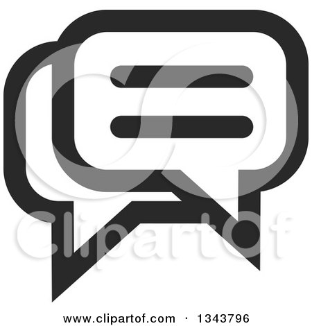 Clipart of a Black and White Speech Balloon Chat App Icon Design Element - Royalty Free Vector Illustration by ColorMagic