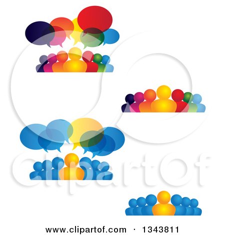Clipart of Groups of People with Speech Balloons - Royalty Free Vector Illustration by ColorMagic