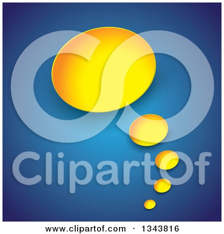 Clipart of a Yellow Thought Balloon over Blue - Royalty Free Vector Illustration by ColorMagic