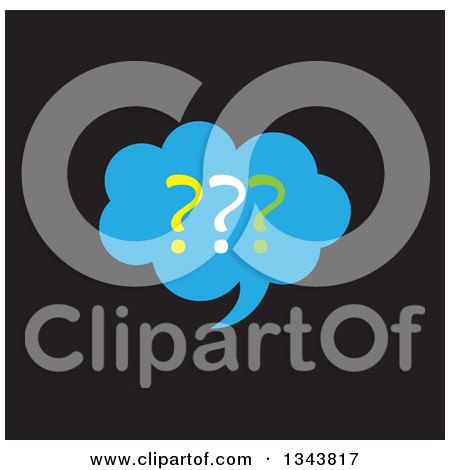 Clipart of a Blue Question Mark Speech Balloon Chat App Icon Design Element on Black - Royalty Free Vector Illustration by ColorMagic