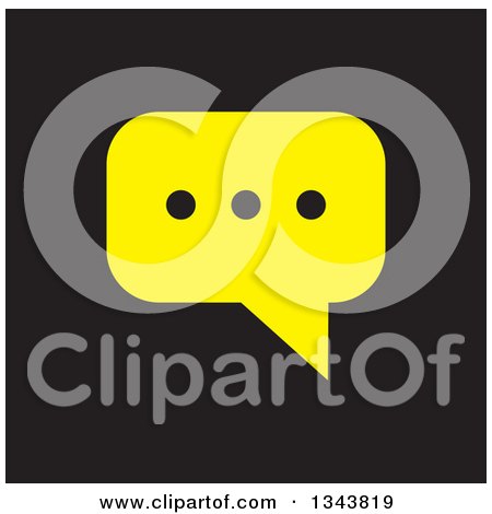 Clipart of a Yellow Speech Balloon Chat App Icon Design Element on Black - Royalty Free Vector Illustration by ColorMagic