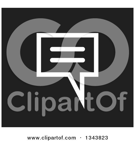 Clipart of a White Speech Balloon Chat App Icon Design Element on Black - Royalty Free Vector Illustration by ColorMagic