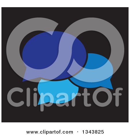 Clipart of a Blue Speech Balloon Chat App Icon Design Element on Black - Royalty Free Vector Illustration by ColorMagic