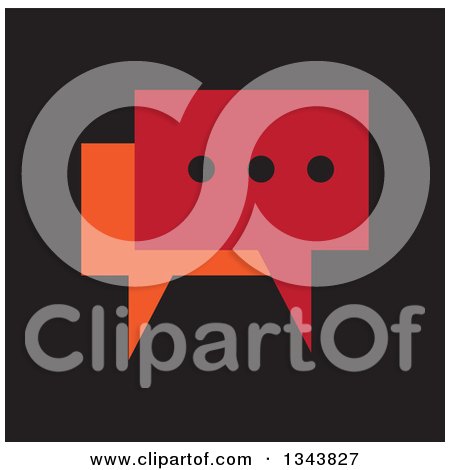Clipart of a Red and Orange Speech Balloon Chat App Icon Design Element on Black - Royalty Free Vector Illustration by ColorMagic