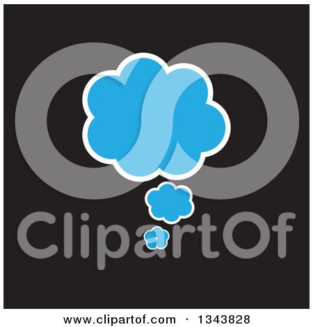 Clipart of a Blue Speech or Thought Balloon Chat App Icon Design Element on Black - Royalty Free Vector Illustration by ColorMagic