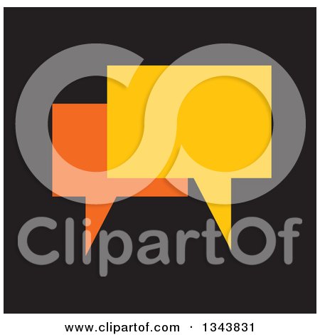 Clipart of a Yellow and Orange Speech Balloon Chat App Icon Design Element on Black - Royalty Free Vector Illustration by ColorMagic