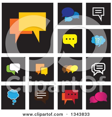 Clipart of Speech Balloon Chat App Icon Design Elements - Royalty Free Vector Illustration by ColorMagic
