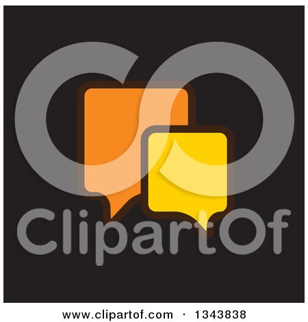 Clipart of a Yellow and Orange Speech Balloon Chat App Icon Design Element on Black 2 - Royalty Free Vector Illustration by ColorMagic