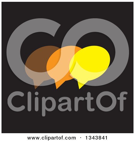 Clipart of a Brown Orange and Yellow Speech Balloon Chat App Icon Design Element on Black - Royalty Free Vector Illustration by ColorMagic