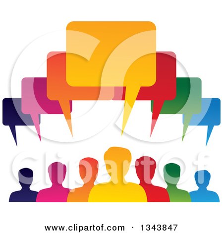 Clipart of a Colorful Group of People with Speech Balloons 7 - Royalty Free Vector Illustration by ColorMagic