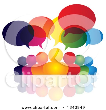 Clipart of a Colorful Group of People with Speech Balloons and Reflections 2 - Royalty Free Vector Illustration by ColorMagic