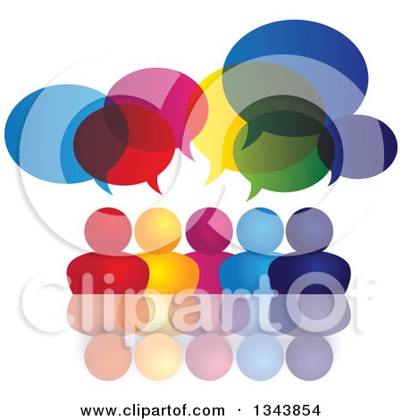 Clipart of a Colorful Group of People with Speech Balloons and Reflections - Royalty Free Vector Illustration by ColorMagic