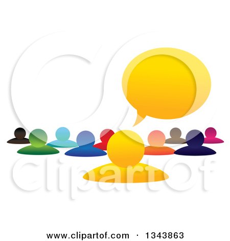 Clipart of a Colorful Group of People with a Speech Balloon - Royalty Free Vector Illustration by ColorMagic
