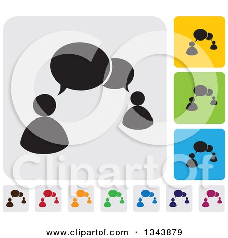 Clipart of Rounded Corner Square People and Speech Balloon App Icon Design Elements - Royalty Free Vector Illustration by ColorMagic