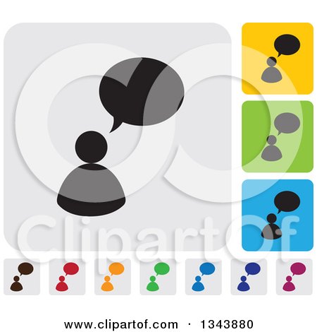 Clipart of Rounded Corner Square People and Speech Balloon App Icon Design Elements 2 - Royalty Free Vector Illustration by ColorMagic