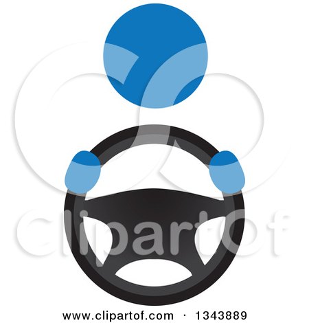 Clipart of a Blue Person Driving a Car, Gripping a Steering Wheel - Royalty Free Vector Illustration by ColorMagic