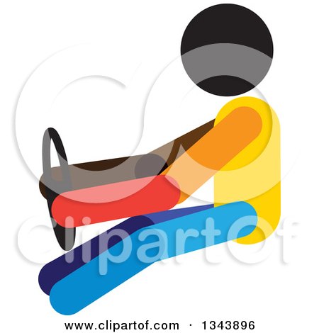 Clipart of a Colorful Person Driving a Car, Gripping a Steering Wheel - Royalty Free Vector Illustration by ColorMagic