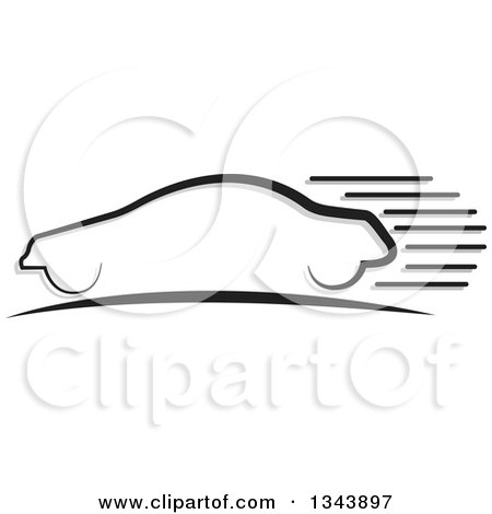 Clipart of a Black Car with Speed Trails - Royalty Free Vector Illustration by ColorMagic