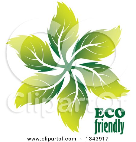 Clipart of a Swirl of Green Leaves with Eco Friendly Text - Royalty Free Vector Illustration by ColorMagic