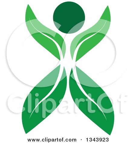 Clipart of a Cheering Person with a Body of Green Leaves - Royalty Free Vector Illustration by ColorMagic