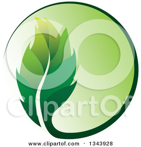 Clipart of a Green Leaf in a Gradient Circle - Royalty Free Vector Illustration by ColorMagic