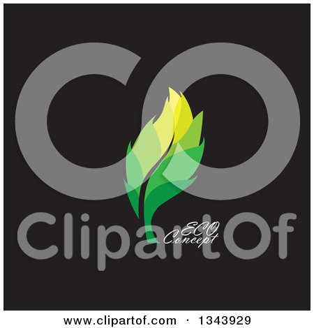 Clipart of a Green Leaf with Text on Black - Royalty Free Vector Illustration by ColorMagic