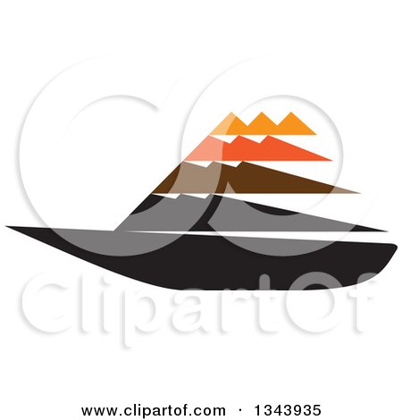 Clipart of a Black Orange and Brown Sailboat - Royalty Free Vector Illustration by ColorMagic