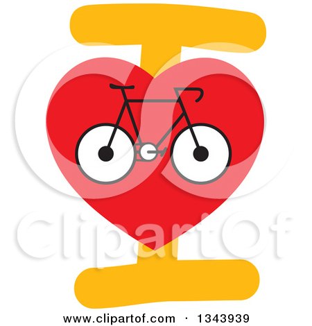 Clipart of a Bicycle on an I Love Bikes Design - Royalty Free Vector Illustration by ColorMagic