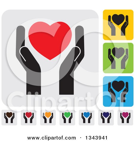 Clipart of Rounded Corner Square Protective Hand and Heart App Icon Design Elements 2 - Royalty Free Vector Illustration by ColorMagic
