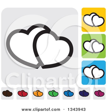 Clipart of Rounded Corner Square Heart App Icon Design Elements - Royalty Free Vector Illustration by ColorMagic
