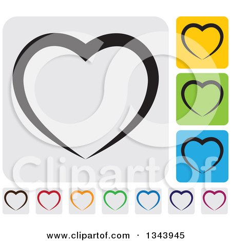 Clipart of Rounded Corner Square Heart App Icon Design Elements 3 - Royalty Free Vector Illustration by ColorMagic