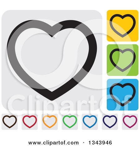 Clipart of Rounded Corner Square Heart App Icon Design Elements 4 - Royalty Free Vector Illustration by ColorMagic