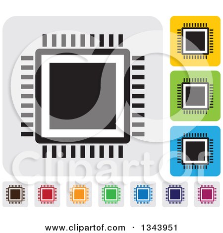 Clipart of Rounded Corner Square CPU App Icon Design Elements - Royalty Free Vector Illustration by ColorMagic