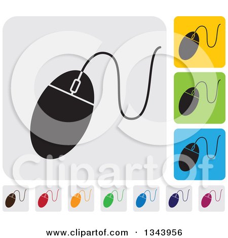 Clipart of Rounded Corner Square Computer Mouse App Icon Design Elements - Royalty Free Vector Illustration by ColorMagic