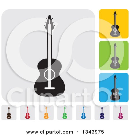 Clipart of Rounded Corner Square Acoustic Guitar App Icon Design Elements - Royalty Free Vector Illustration by ColorMagic