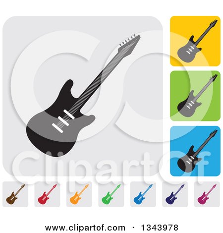Clipart of Rounded Corner Square Electric Guitar App Icon Design Elements - Royalty Free Vector Illustration by ColorMagic