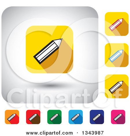 Clipart of Rounded Corner Square Pencil App Icon Design Elements - Royalty Free Vector Illustration by ColorMagic