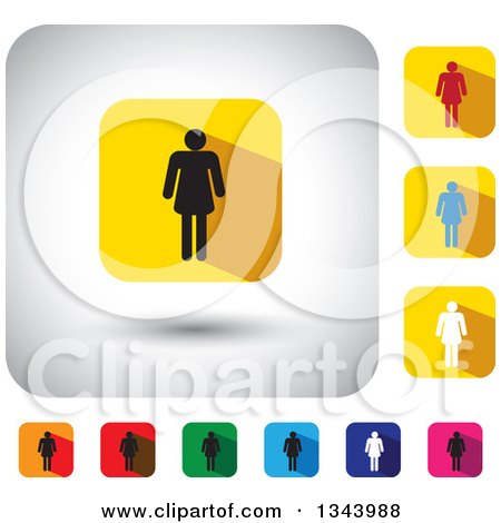 Clipart of Rounded Corner Square Woman App Icon Design Elements - Royalty Free Vector Illustration by ColorMagic