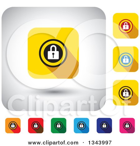Clipart of Rounded Corner Square Padlock App Icon Design Elements - Royalty Free Vector Illustration by ColorMagic