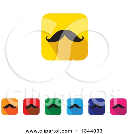 Clipart of Rounded Corner Square Mustache App Icon Design Elements - Royalty Free Vector Illustration by ColorMagic