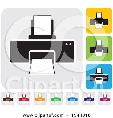 Clipart of Rounded Corner Square Printer App Icon Design Elements - Royalty Free Vector Illustration by ColorMagic